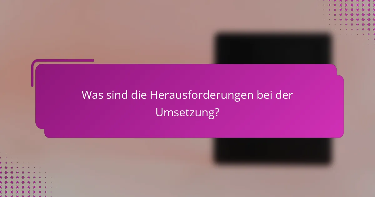 Was sind die Herausforderungen bei der Umsetzung?