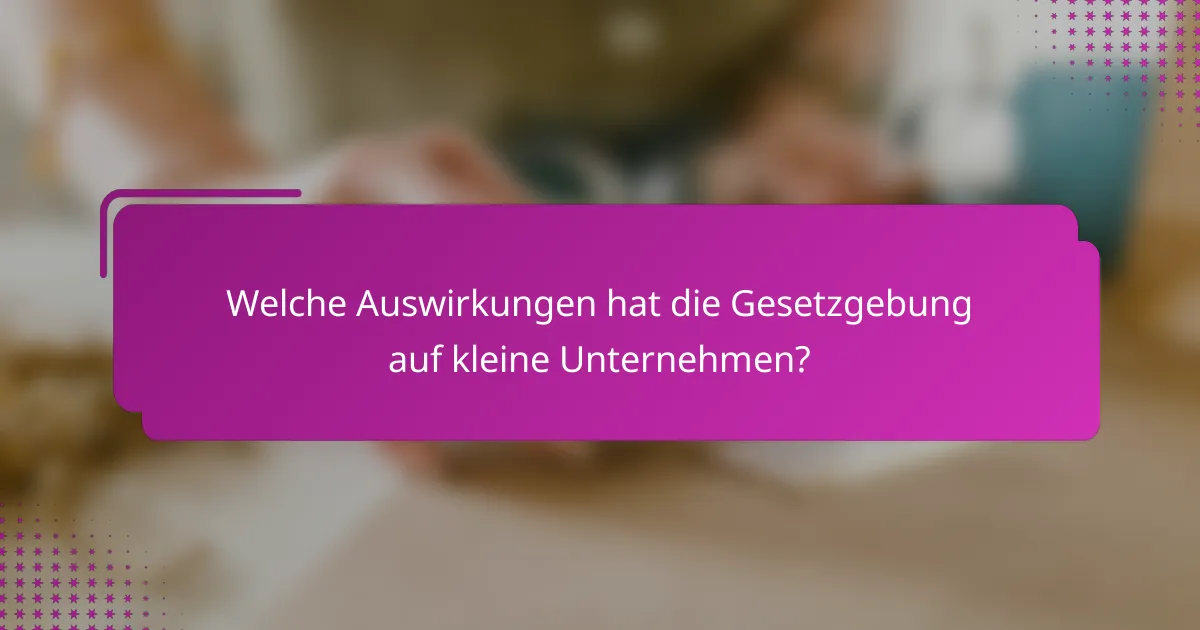 Welche Auswirkungen hat die Gesetzgebung auf kleine Unternehmen?