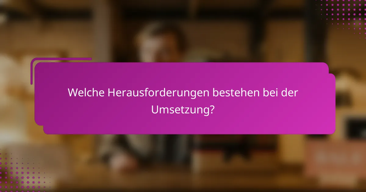 Welche Herausforderungen bestehen bei der Umsetzung?