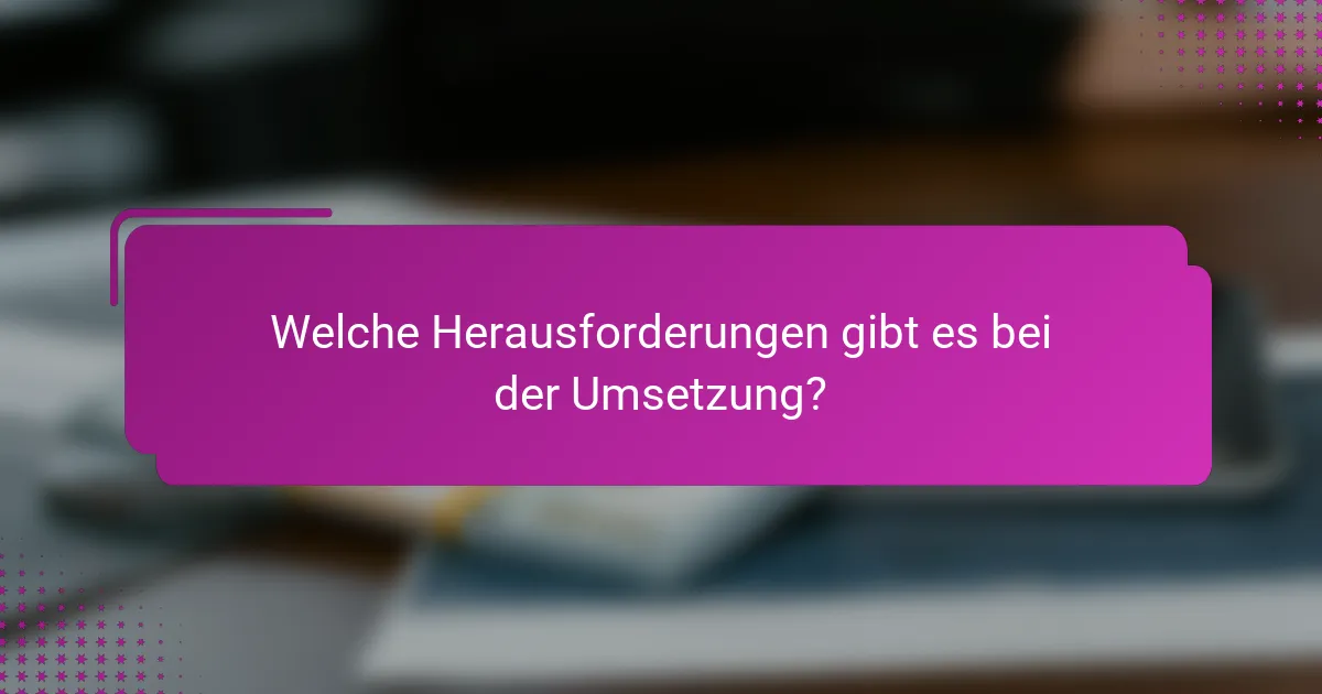 Welche Herausforderungen gibt es bei der Umsetzung?