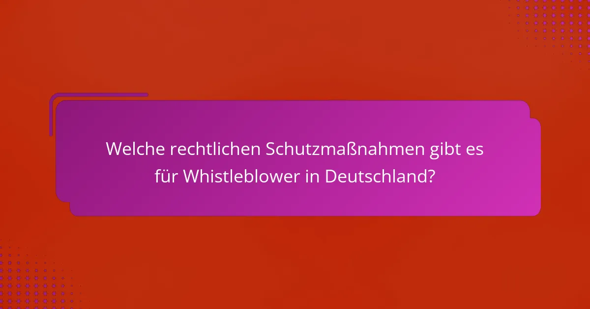 Welche rechtlichen Schutzmaßnahmen gibt es für Whistleblower in Deutschland?