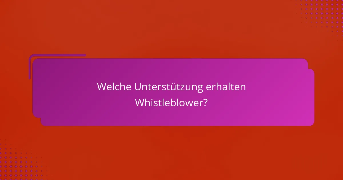 Welche Unterstützung erhalten Whistleblower?