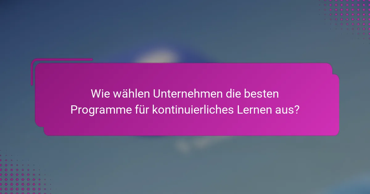 Wie wählen Unternehmen die besten Programme für kontinuierliches Lernen aus?